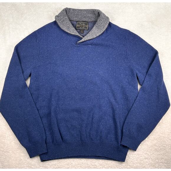 Jos A Bank Reserve Sweater Men’s Sz XXL Blue Grey Lambswool Blend Shawl Collar - Picture 1 of 6